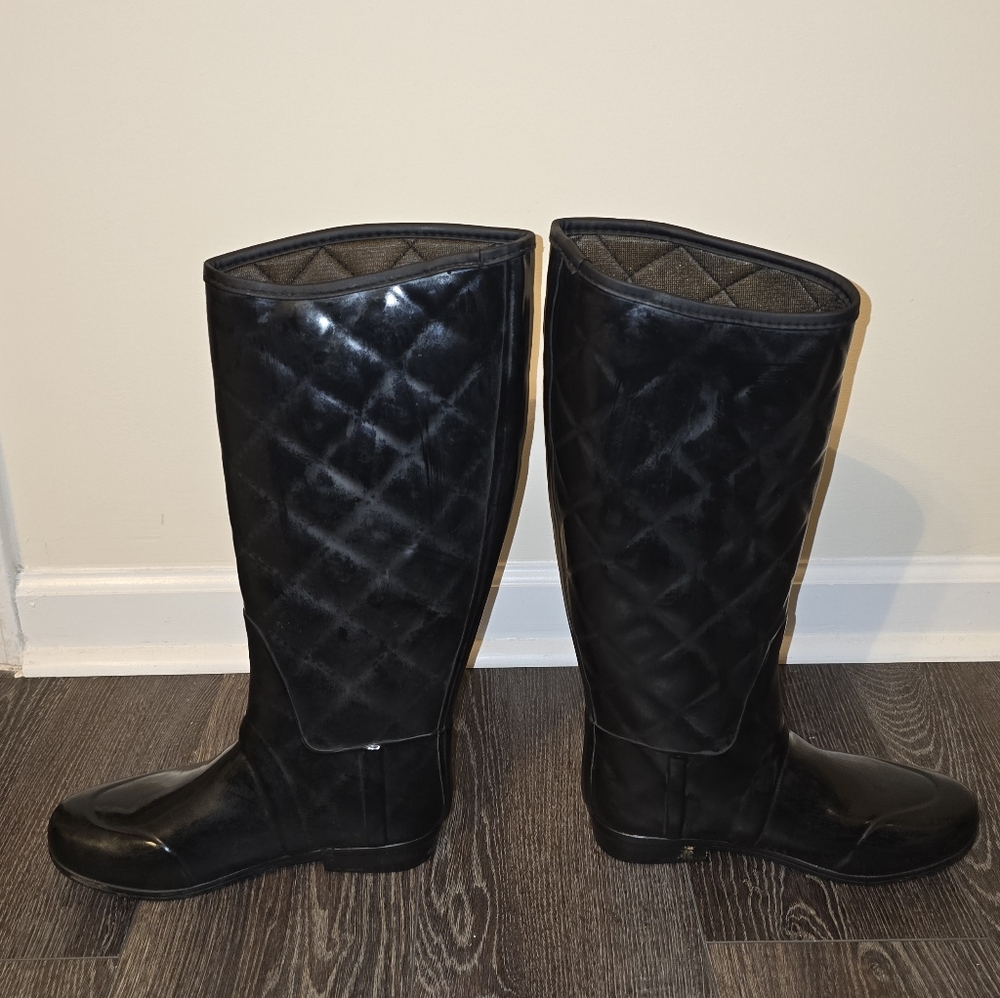 Hunter Tall Quilted Gloss Boot; Black sz 9 US - Picture 7 of 7